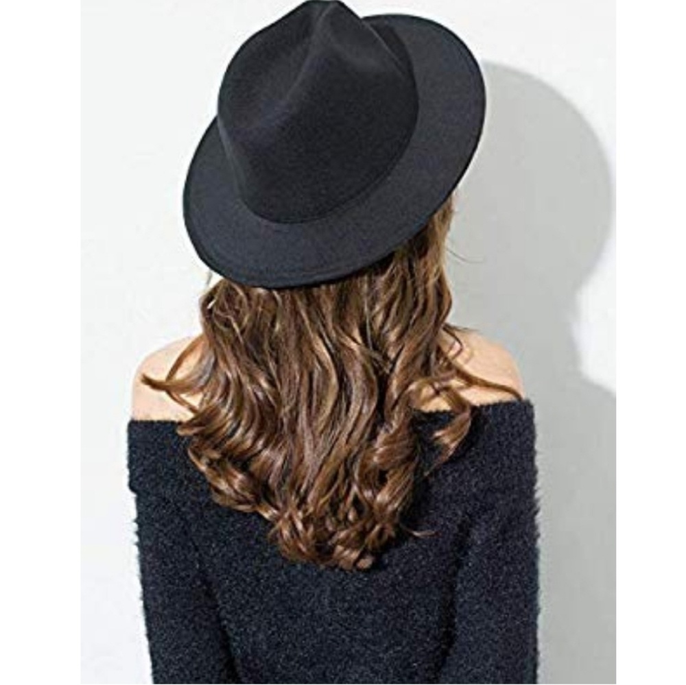 Black Wide Brim Fedora Hat